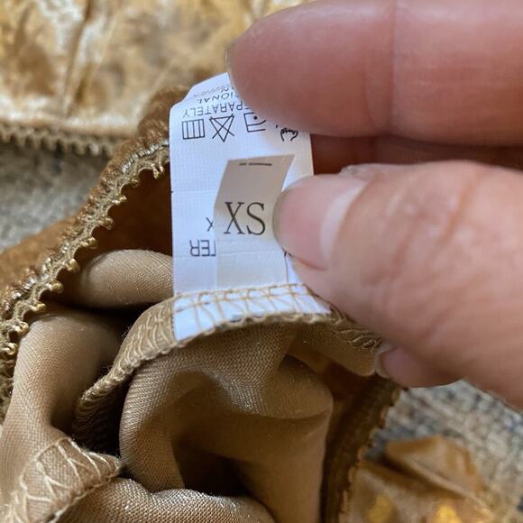 Y2K Feminine Sexy Pajamas Shorts Camisole CroppedTop Gold Velour Bow Romantic XS - Picture 4 of 8